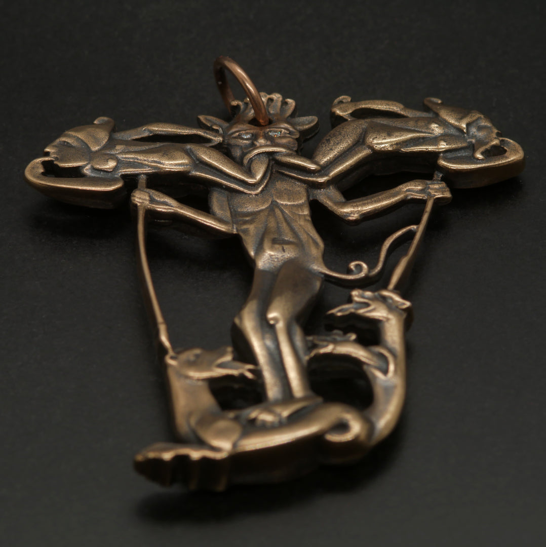 Demonic grotesque initial T Pendant Bronze