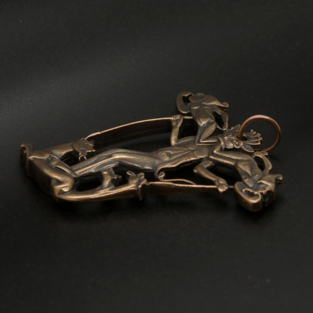 Demonic grotesque initial T Pendant Bronze